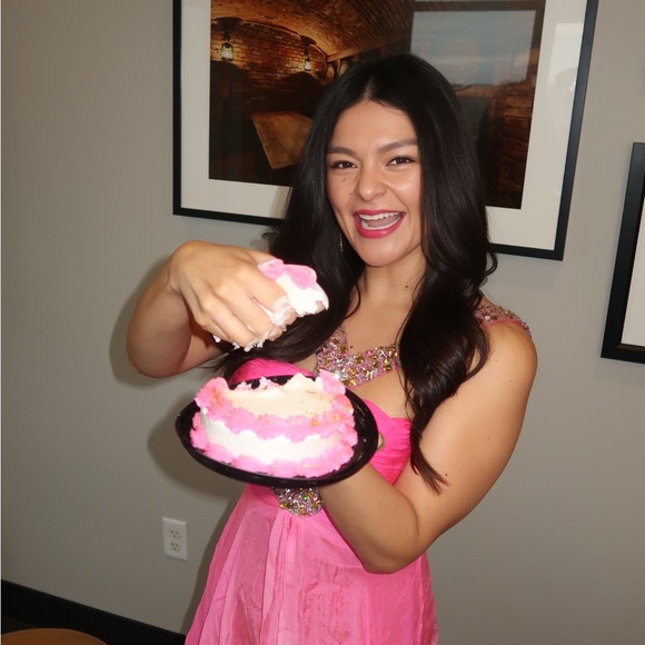 Pink Barbie Palm Springs Sherri Hill CocktailDress Neon Summer Party Prom Formal - Picture 3 of 7